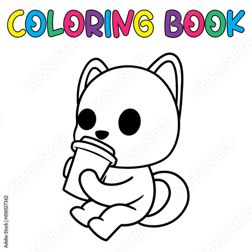 Vector coloring book animal activity. Coloring book cute animal for education cute dog black and white illustration