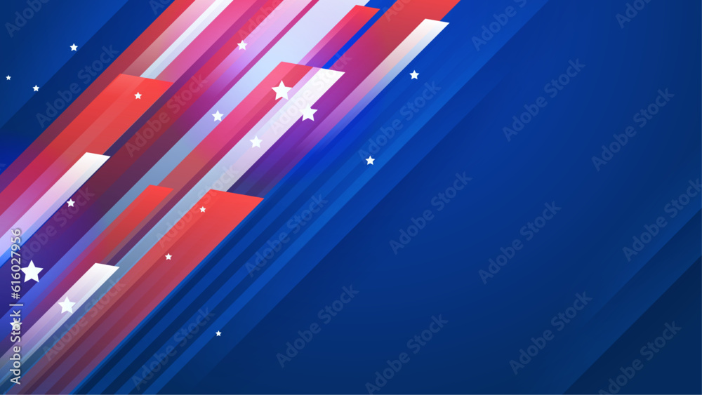 Vector usa independence day abstract background with elements of american flag in blue colors