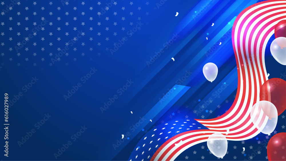 4th of July, American Independence Day. United States national flag abstract geometric vector banner 4th of July, American Independence Day. United States national flag abstract geometric vector banner