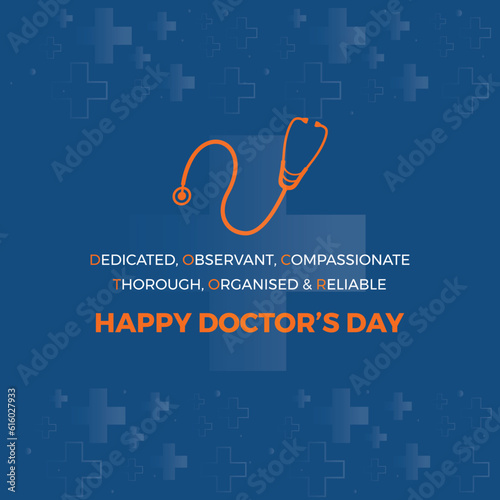 Happy Doctor's Day, National Doctors Day Wishes Post Vector 