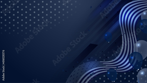 Vector independence day abstract background with elements of the american flag in drak blue colors