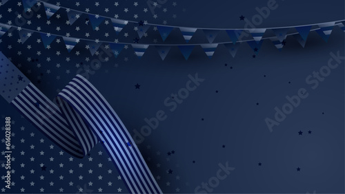 Vector independence day abstract background with elements of the american flag in drak blue colors