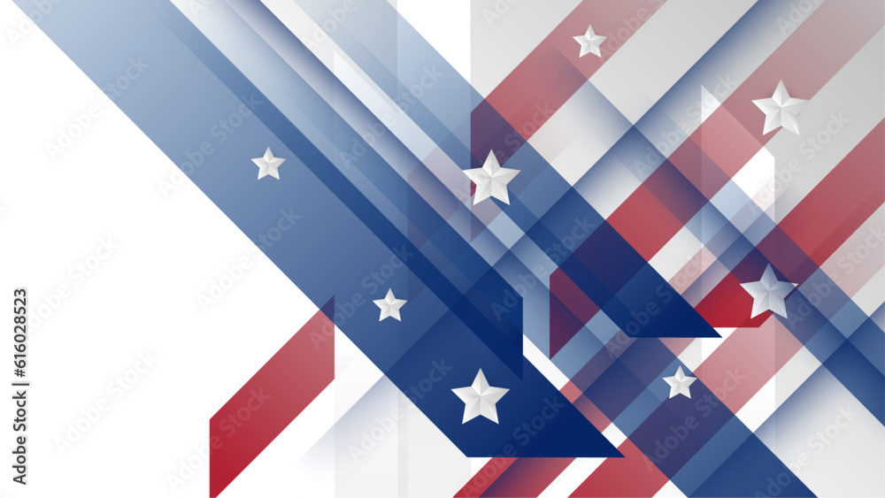 Obraz premium Vector abstract usa background design of line gradient and star 4th of july independence day