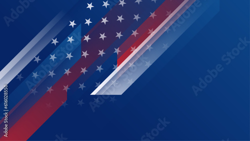 Vector stars and stripes background with silhouette of a veteran soldier and copy space area