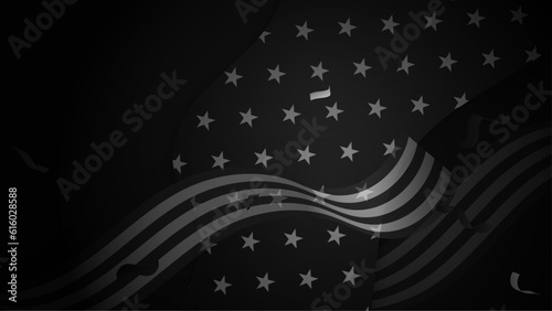 vector realistic 4th of july horizontal grayscale banner template with flag and bunting