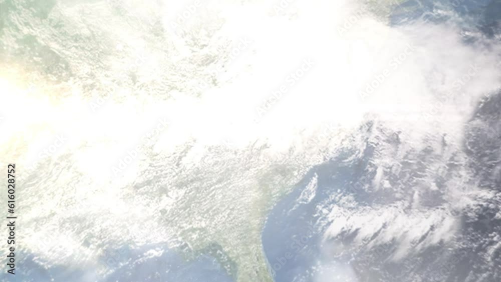 Zoom in from space and focus on Spartanburg, South Carolina, USA. 3D Animation. Background for travel intro. Elements of this image furnished by NASA