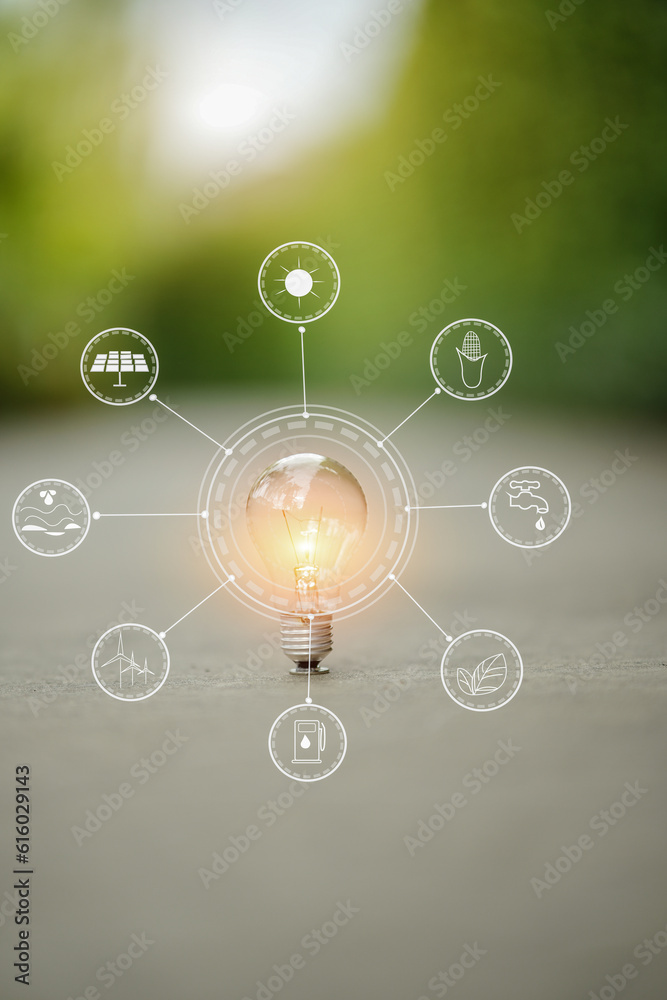 Light bulb Energy saving green nature background Light bulb Energy saving green nature background