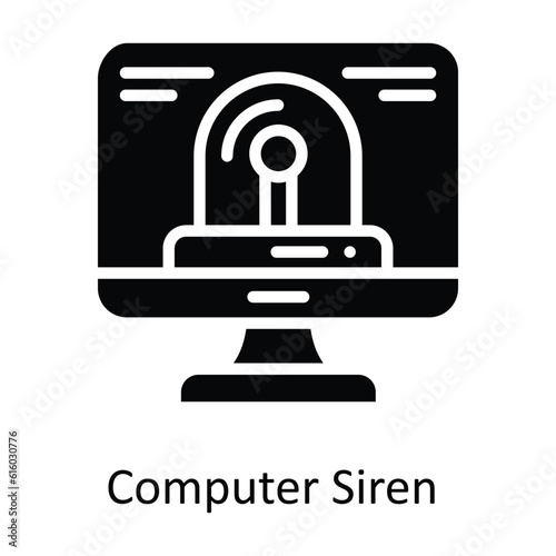 Computer Siren  Vector  solid Icon Design illustration. Cyber security  Symbol on White background EPS 10 File
 photo