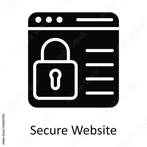 Secure Website Vector solid Icon Design illustration. Cyber security Symbol on White background EPS 10 File 