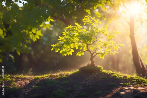 green environment concept with sunlight on green nature background. concept for eco earth day