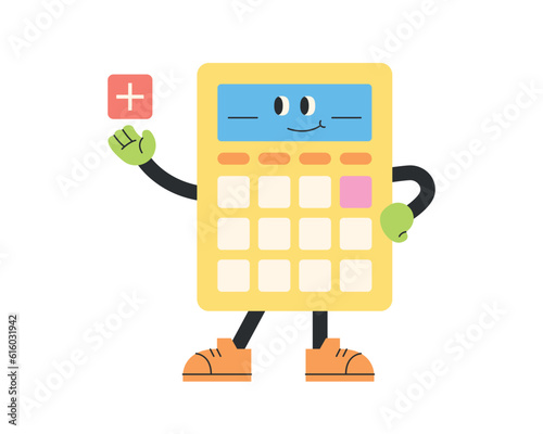 Cute school supplies characters. The calculator is counting the numbers.