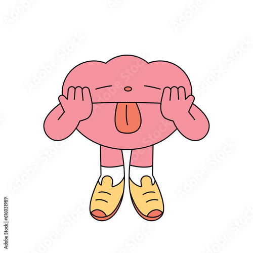Cute shape character. A cloud-shaped figure is teasing while making fun of it.