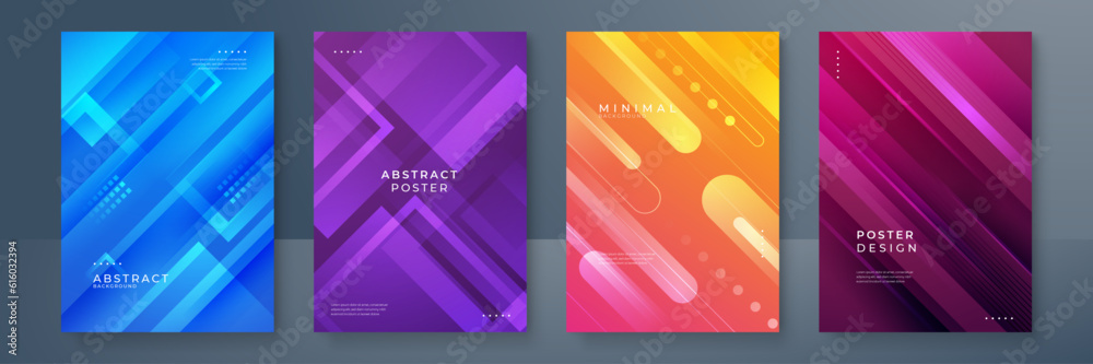 Fototapeta premium Abstract geometric poster cover design with minimal futuristic corporate concept. Geometric shape. Design elements for poster, magazine, book cover, brochure. Retro futuristic art design.