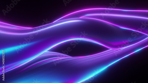 Abstract fluid render holographic iridescent neon curved wave in motion dark background