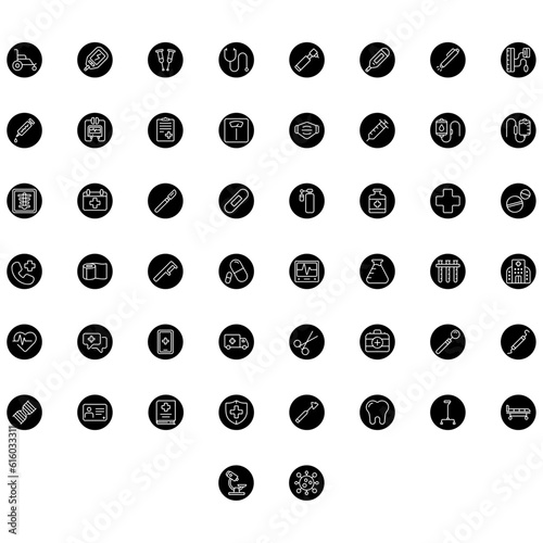 Vector of Medical Icon Set Round. Perfect for user interface, new application.