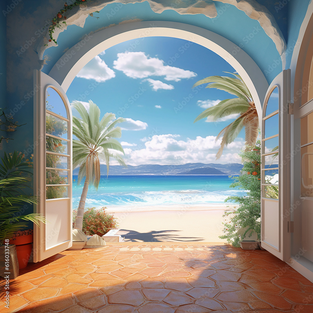 beach view, inside house