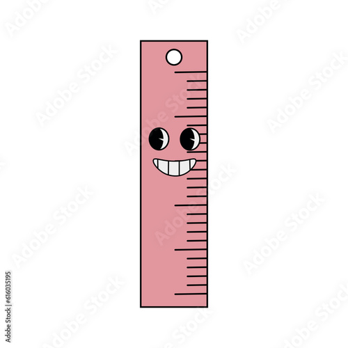 Wallpaper Mural Funny groovy retro clipart ruler. Rule character in 70s cartoon style. Vector illustration isolated on white background Torontodigital.ca