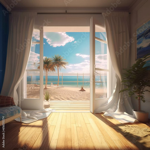 beach view  inside house