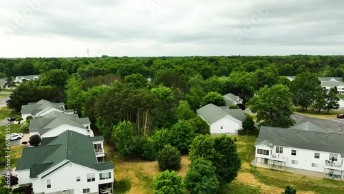 Slow push forward over a neighborhood during an overcast day. photo