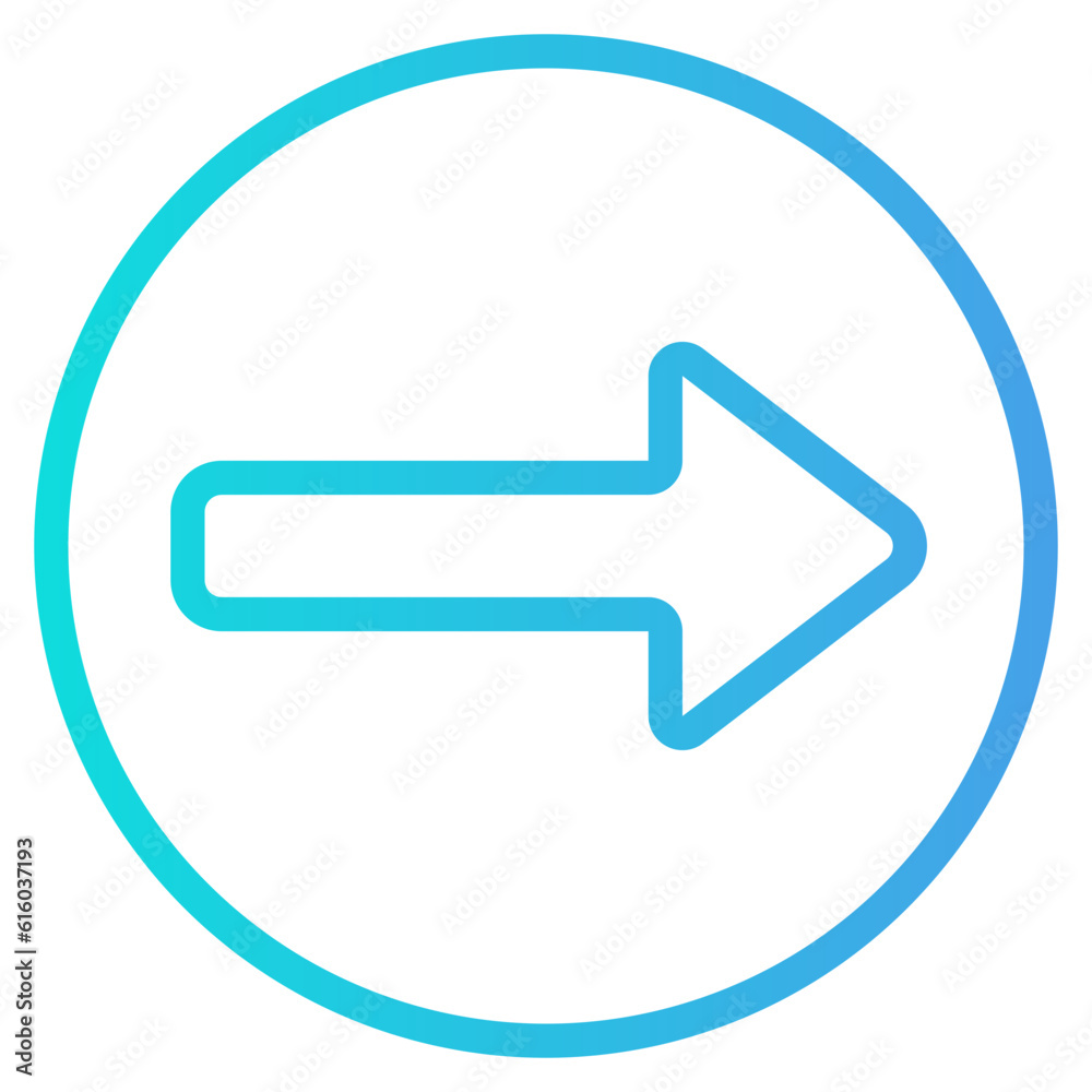 Turn right icon in gradient line style, use for website mobile app presentation Turn right icon in gradient line style, use for website mobile app presentation