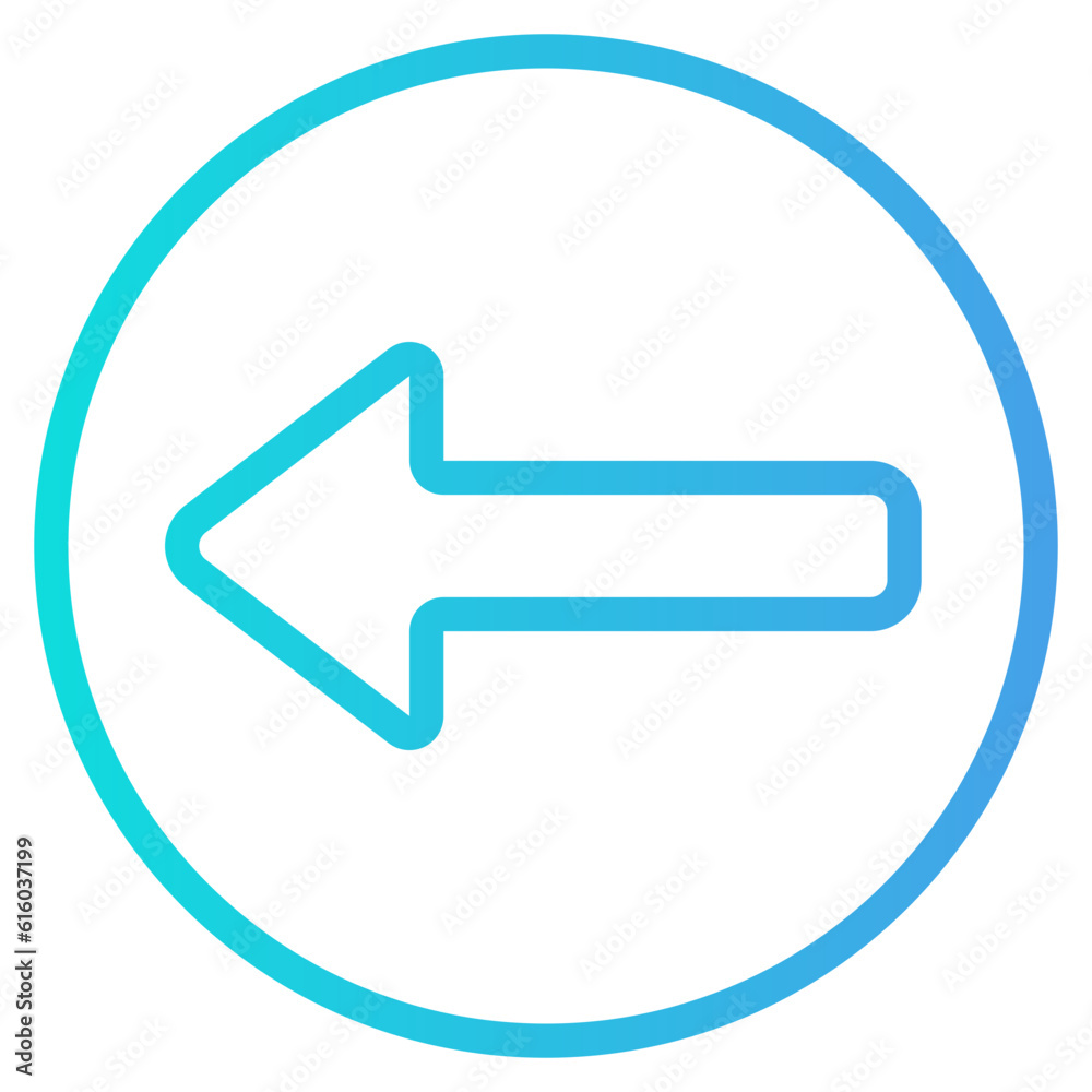 Turn left icon in gradient line style, use for website mobile app presentation Turn left icon in gradient line style, use for website mobile app presentation