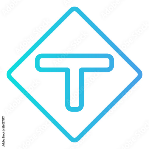 T junction icon in gradient line style, use for website mobile app presentation