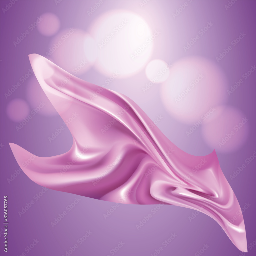 Abstract Vector Flying Wave Silk Or Satin Fabric Purple Background For Grand Opening Ceremony Or Other Occasion