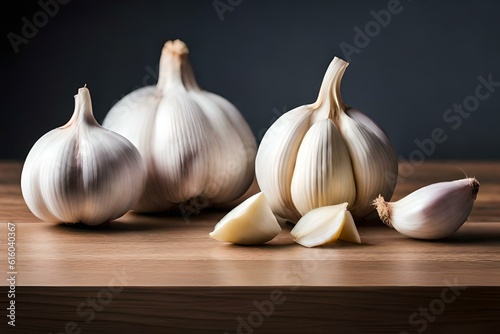 garlic on a wooden table