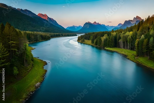 lake and mountains