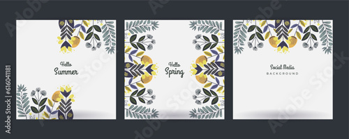 Hello spring banner template with colorful flower. Can be use voucher  wallpaper  flyers  invitation  posters  brochure  coupon discount.
