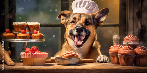 Hund backt einen Kuchen KI © KNOPP VISION