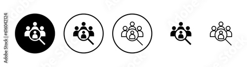 Hiring icons set. Human resources concept. Recruitment. Search job vacancy icon. Hire. Find people icon
