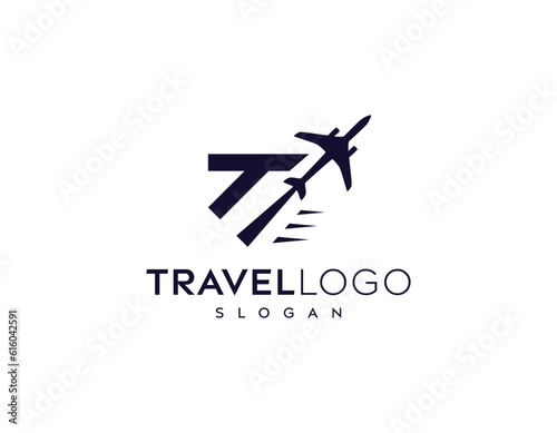 Abstract Letter T with Travel Logo Design-Fly symbol-Air Transport Logo, Editable Vector Logo, Air Trip Tour, and Airplane Vector Logo Design Template.