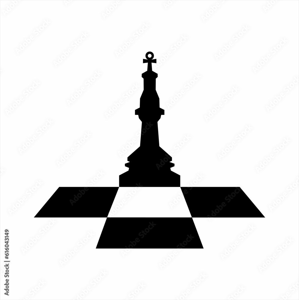 King of chess logo design with chessboard symbol.