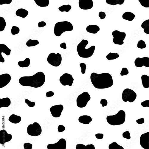 Black cow print pattern animal seamless. Cow skin abstract for printing, cutting, and crafts Ideal for mugs, stickers, stencils, web, cover, wall stickers, home decorate and more.