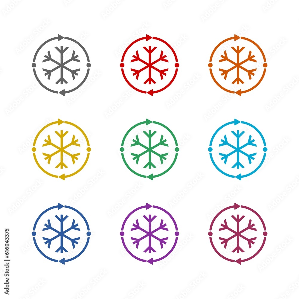 Freezer control icon isolated on white background. Set icons colorful