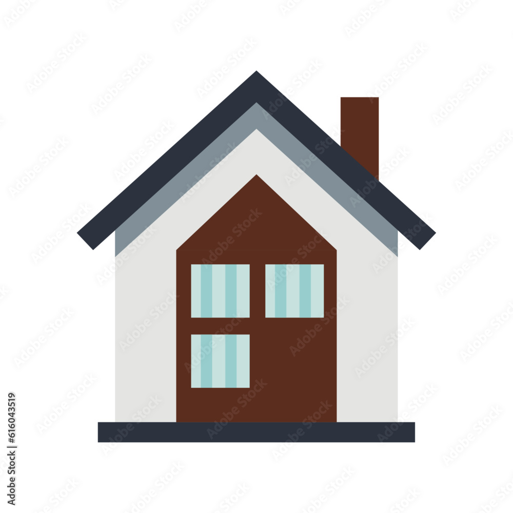 flat design house with backside wooden door and windows in it using vector illustration art flat design house with backside wooden door and windows in it using vector illustration art