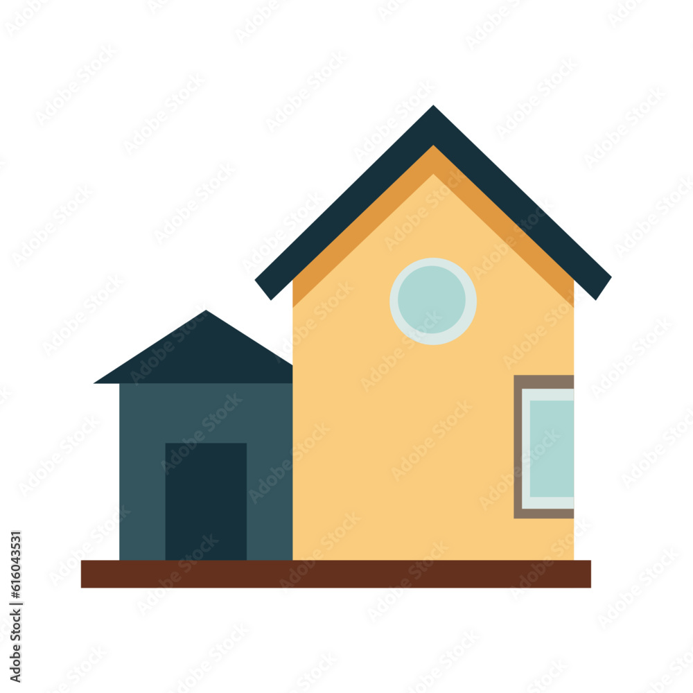 illustration of house backside with pet animal house using vector illustration art illustration of house backside with pet animal house using vector illustration art