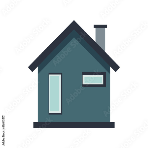 Back Exterior House Illustration with chimney on top isolated on white background using vector illustration art