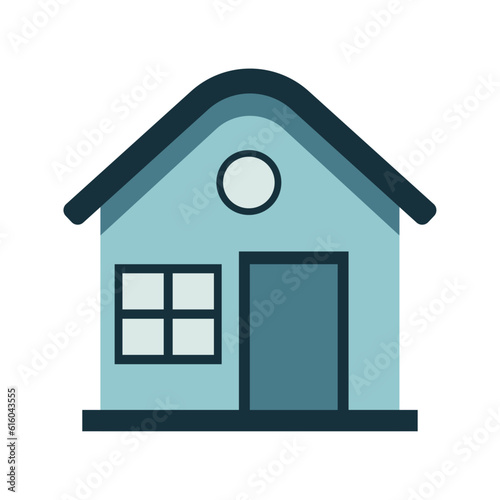 illustration of small cute house with dark green color roof with private property sign using vector illustration art