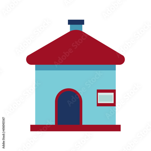 illustration pet house in cartoon design with chimney on the red roof using vector illustration art