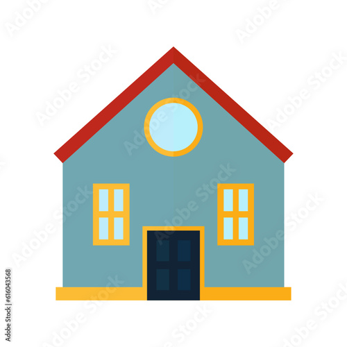illustration of small house view, front, exterior, icons, building icon isolated on vector illustration art