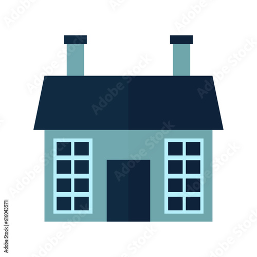 illustration of flat vector house with two chimneys on white background using vector illustration