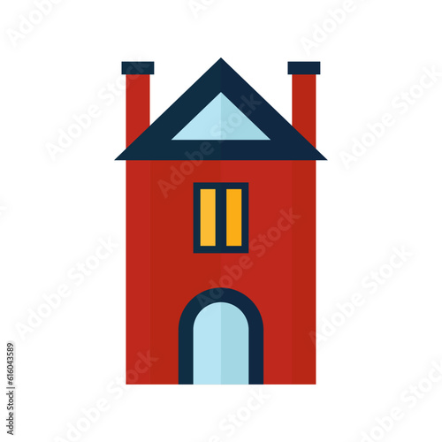 illustration of red house with two chimneys like red castle gaming house illustration using vector art illustration