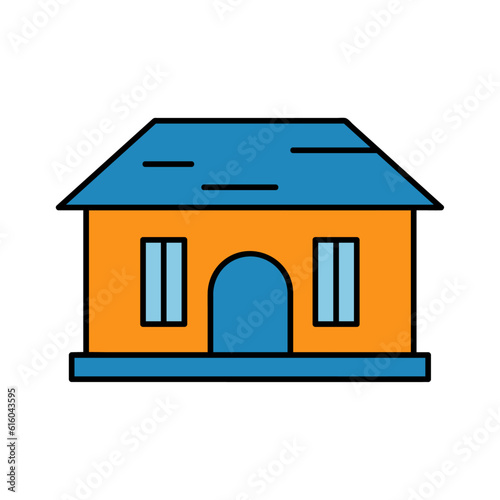 flat vector design house orange blue color on white background using vector illustration artwork