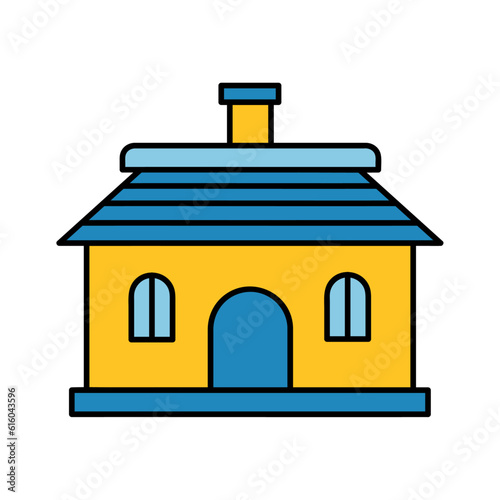 Illustration of flat house like funny face isolated on white background using vector illustration art