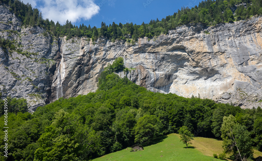 Fototapeta premium Switzerland mountain and waterfall- Lauterbrunnen