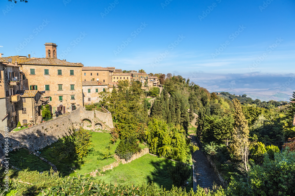 Volterra, Italy. View of the old city and fortifications