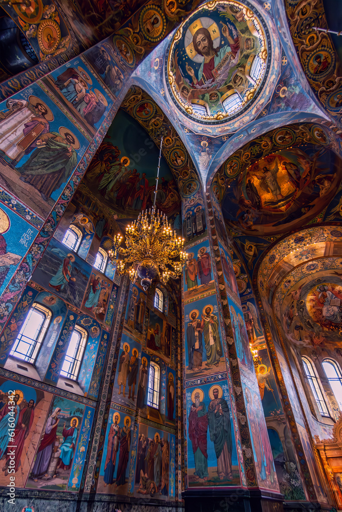 A Heavenly Mosaic Symphony: Step into the Enchanted Interior of the Church of the Savior on Spilled Blood and be Transfixed by a Dazzling Display of Sacred Artistry.