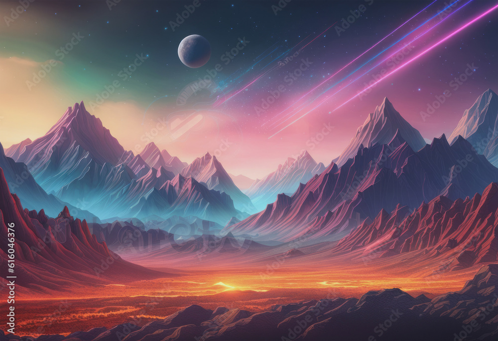 a mountain range with stars in the sky.